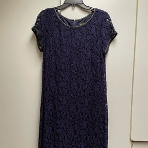 Laundry by Shelli Segal lace dress with leather trim, size 12
